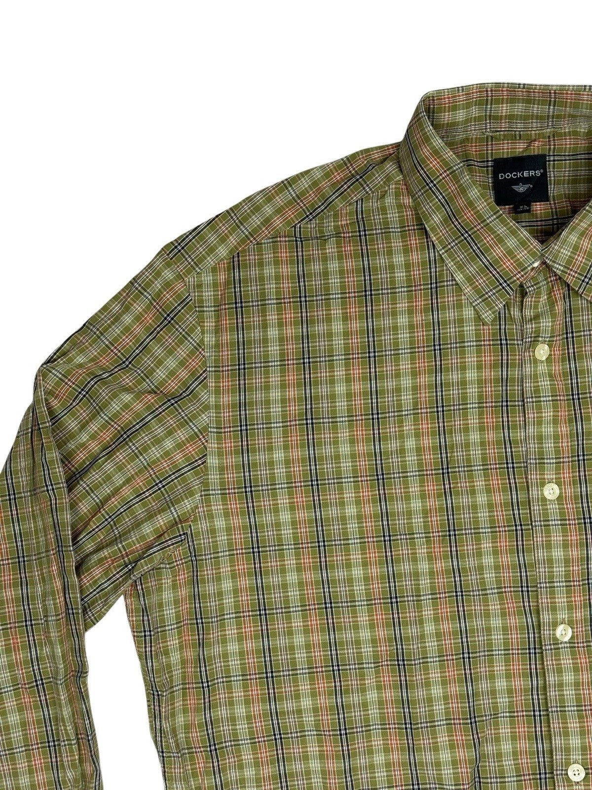 Dockers Green Plaid Collared Shirt XL