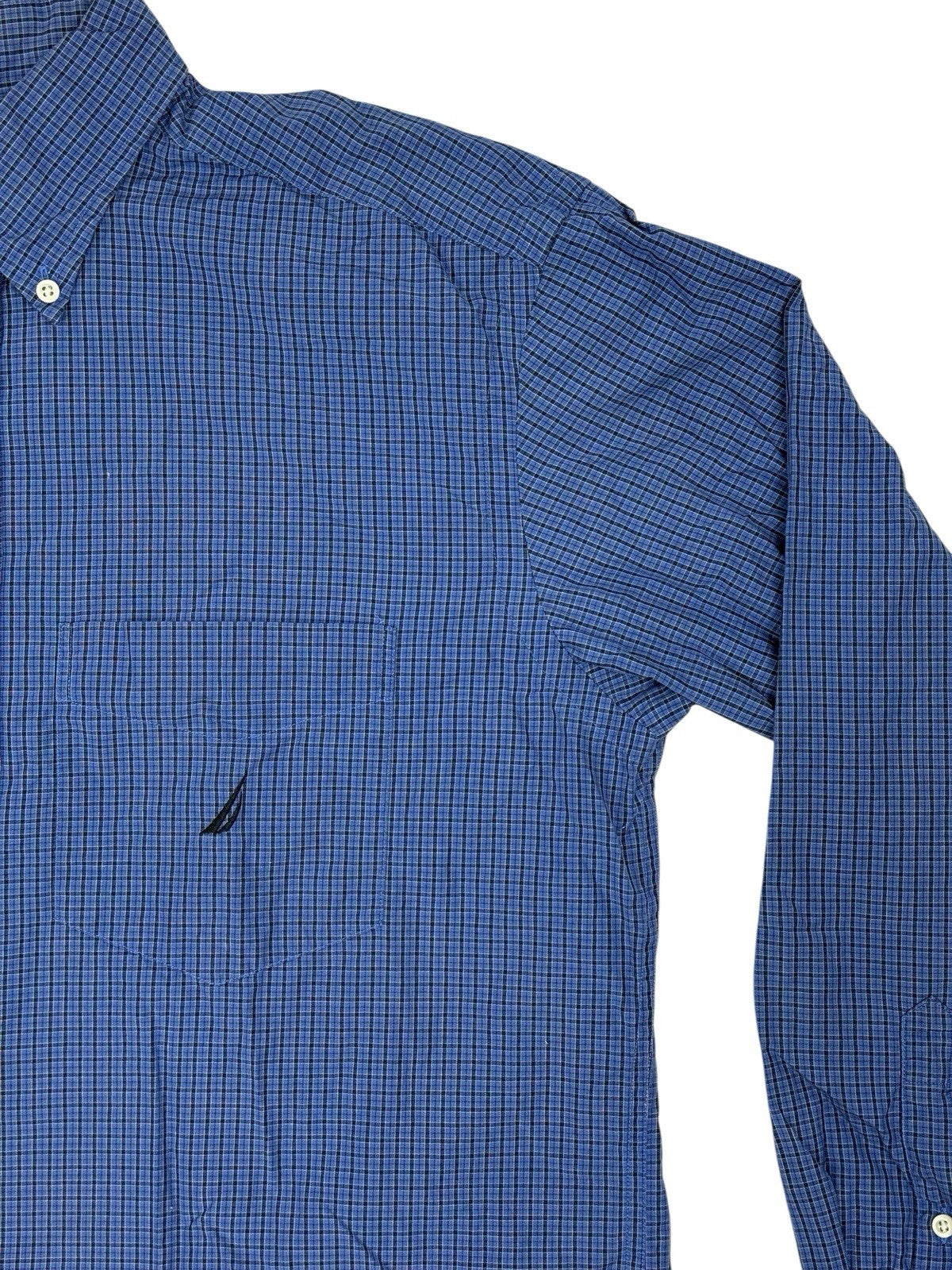 Nautica Blue Check Collared Shirt Medium