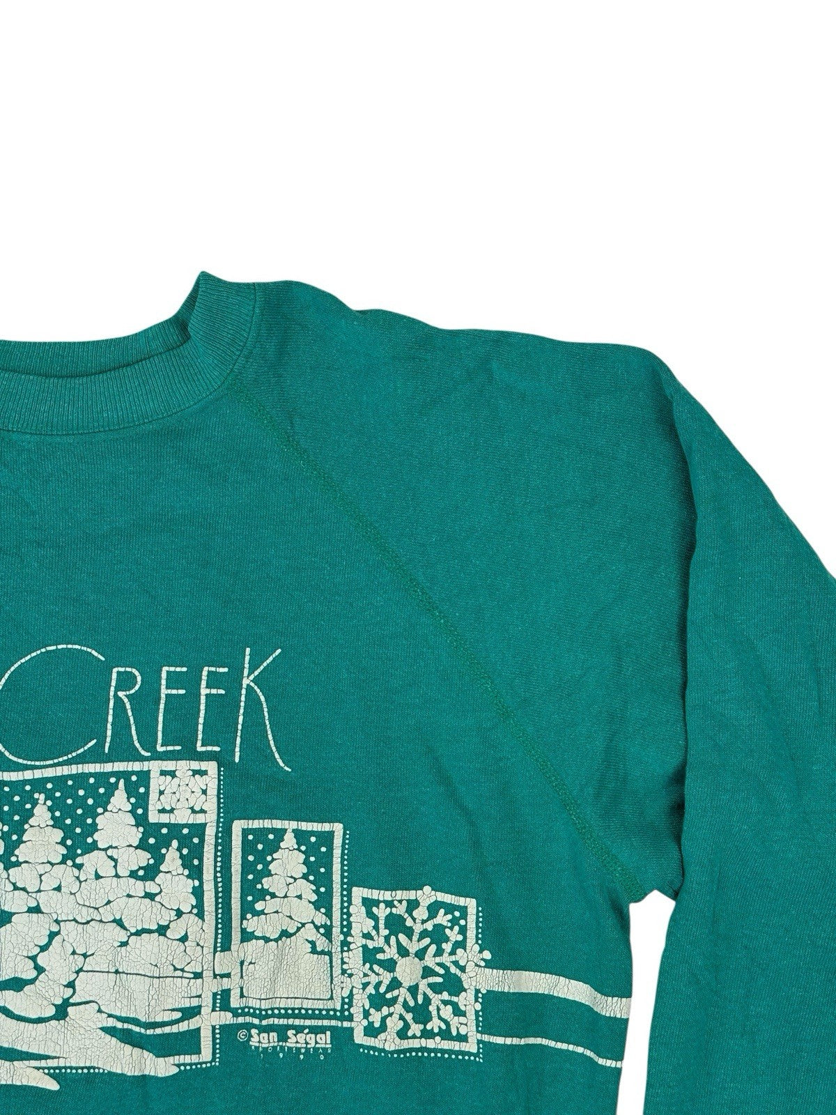 Vintage Green Printed Christmas Graphic Jumper XL