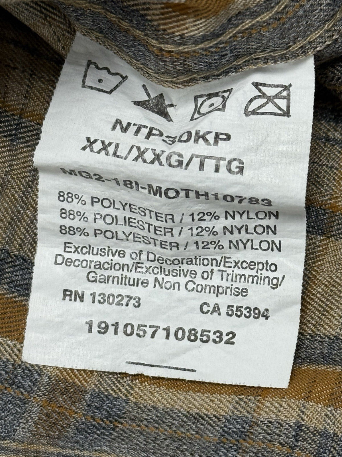 Wrangler Outdoor Series Beige Plaid Collared Shirt 2XL
