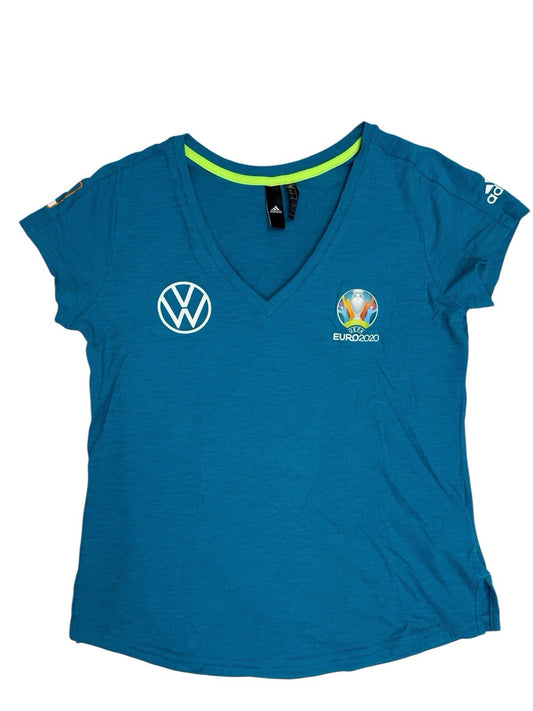 Adidas Blue V Neck Euro 2020 Volunteer Top Medium
