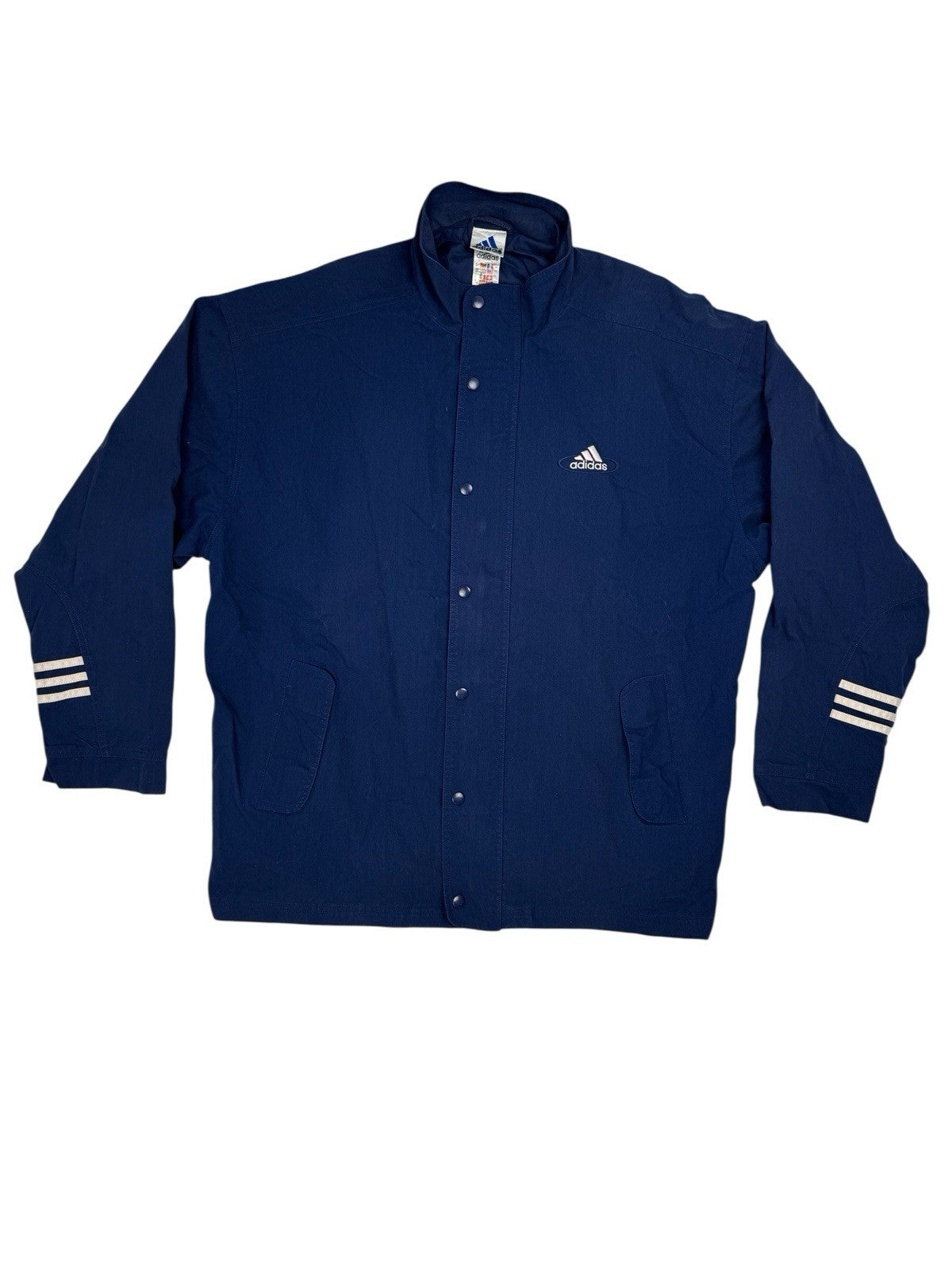 Adidas Vintage Blue Zip Lined Jacket Large