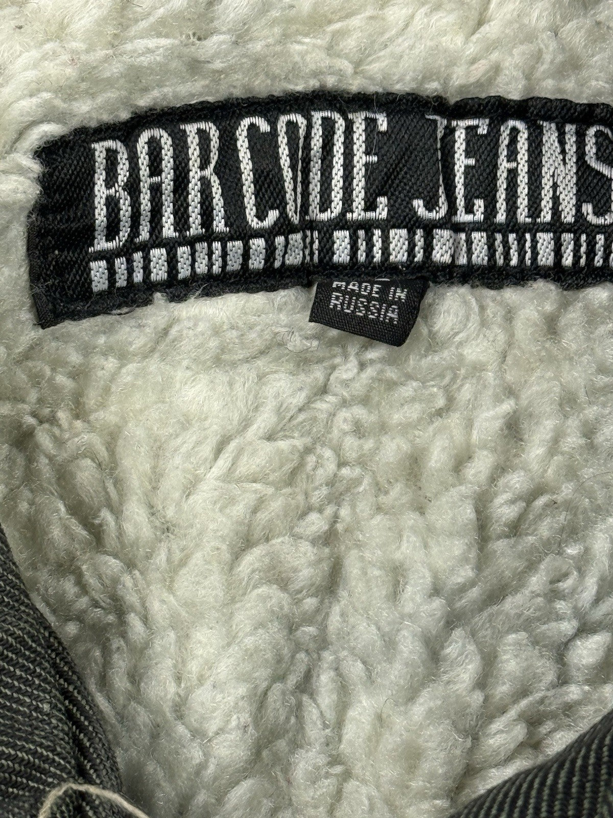 Barcode Jeans Grey Denim Y2K Sherpa Lined Utility Jacket XL