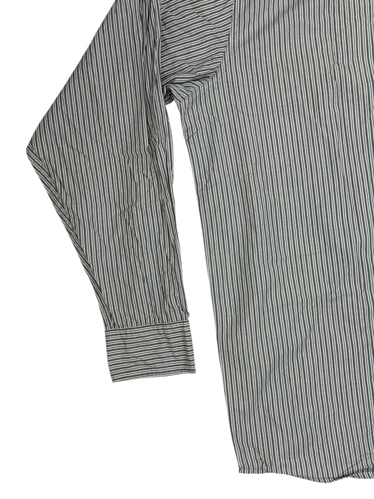 Wrangler Grey Striped Collared Cotton Shirt XL