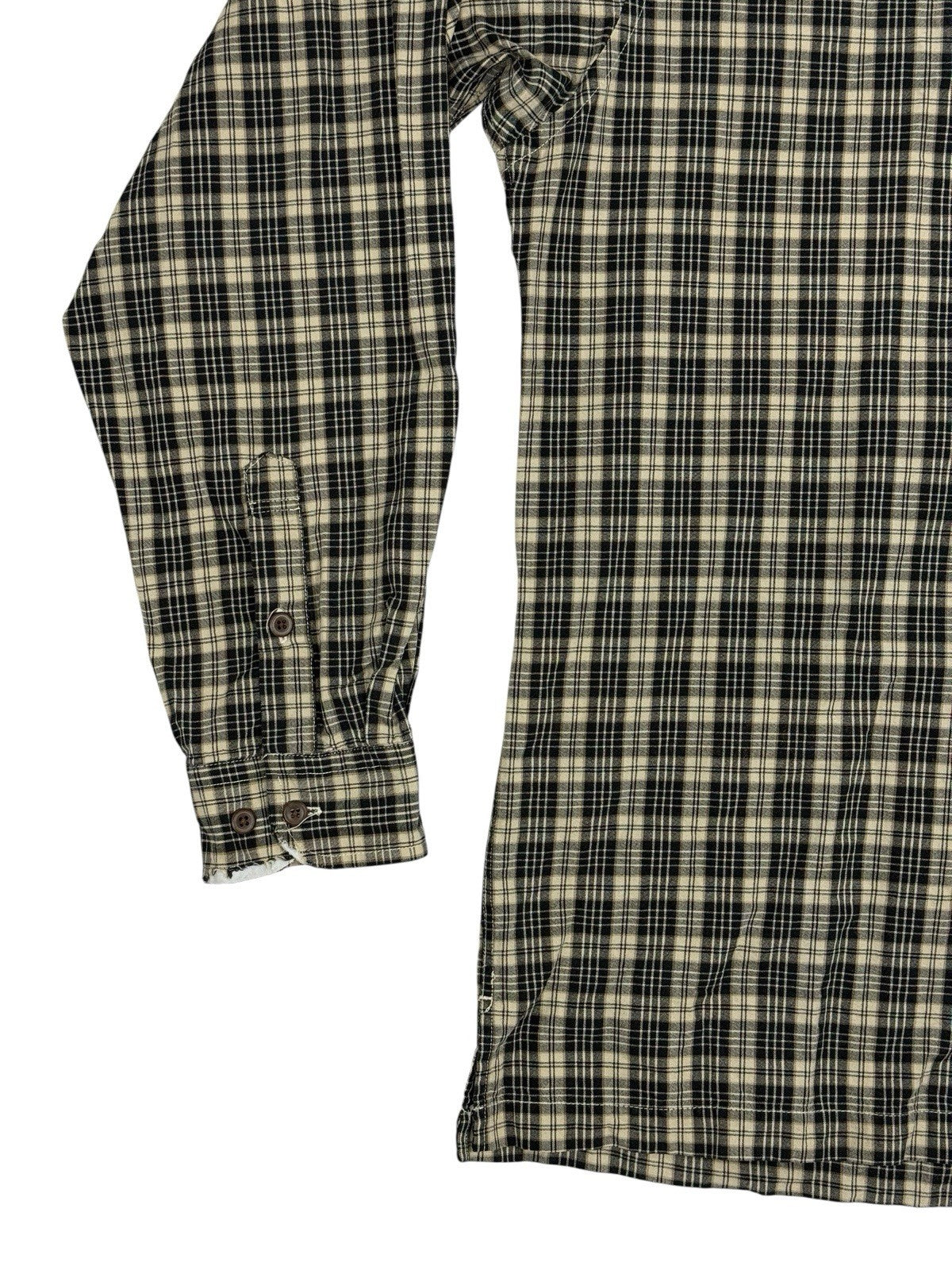Tommy Hilfiger Retro Beige Plaid Cotton Shirt Medium