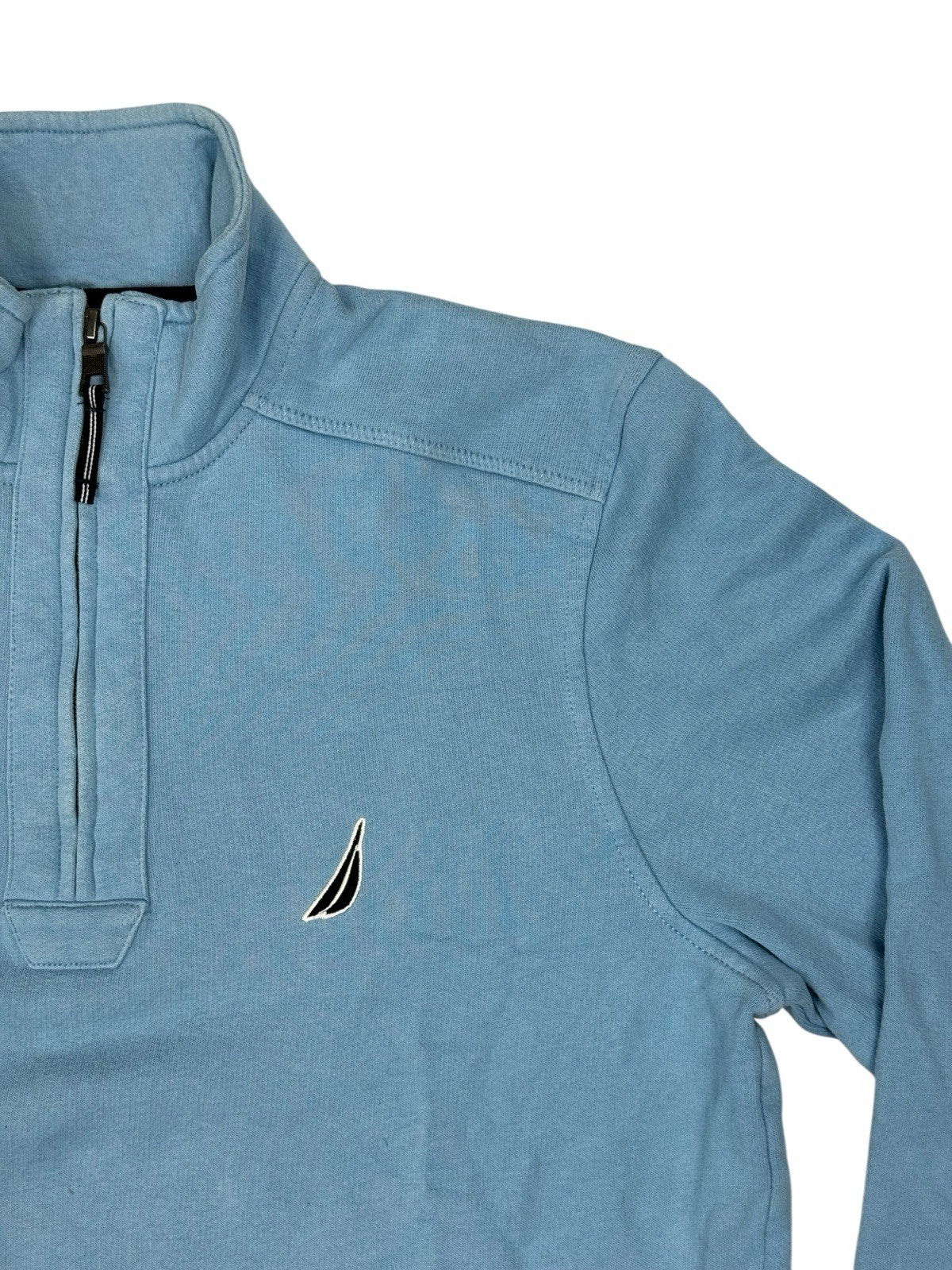 Nautica Light Blue Quarter Zip Embroidered Jumper Medium