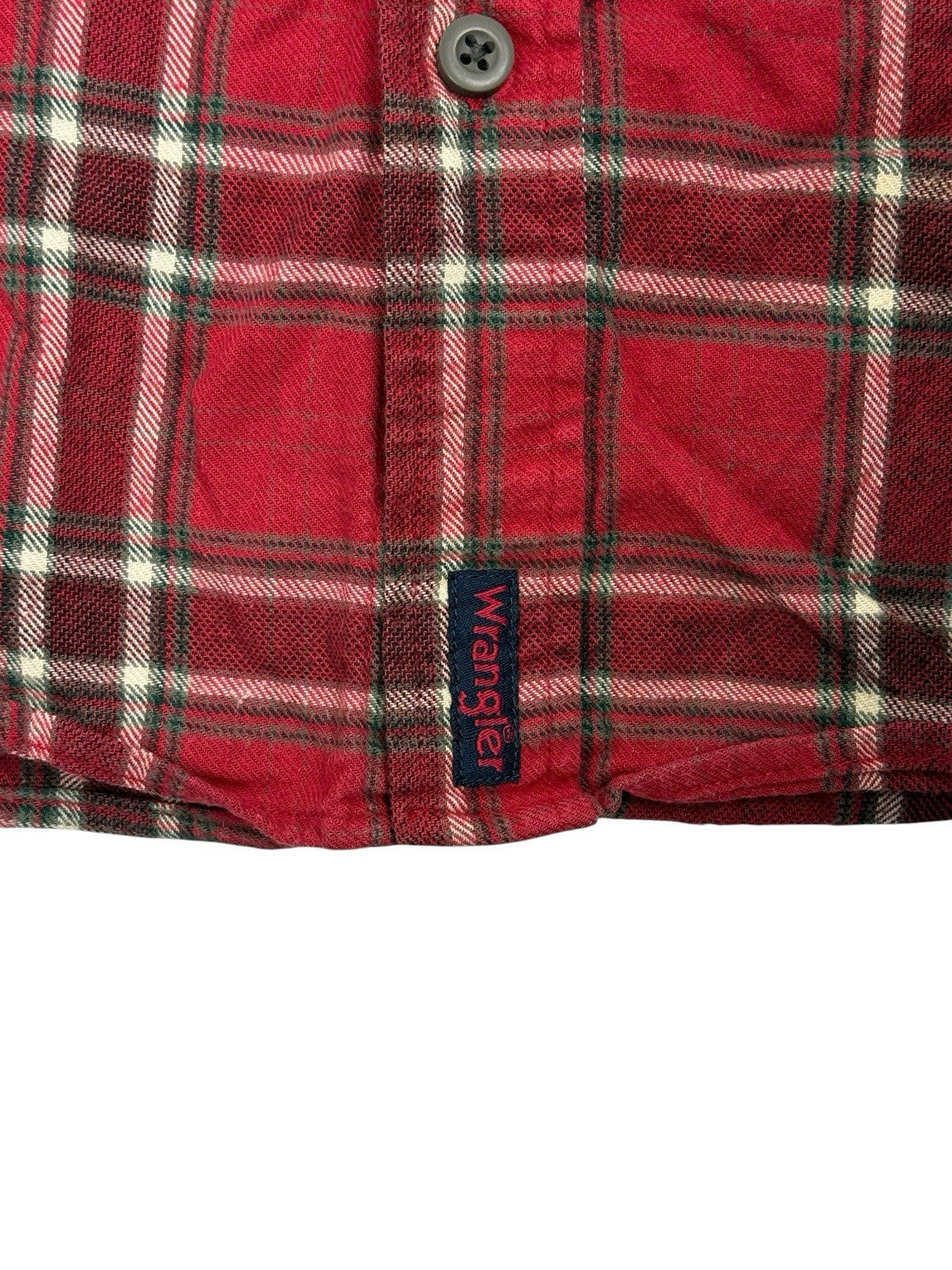 Wrangler Red Plaid Cotton Collared Shirt Large