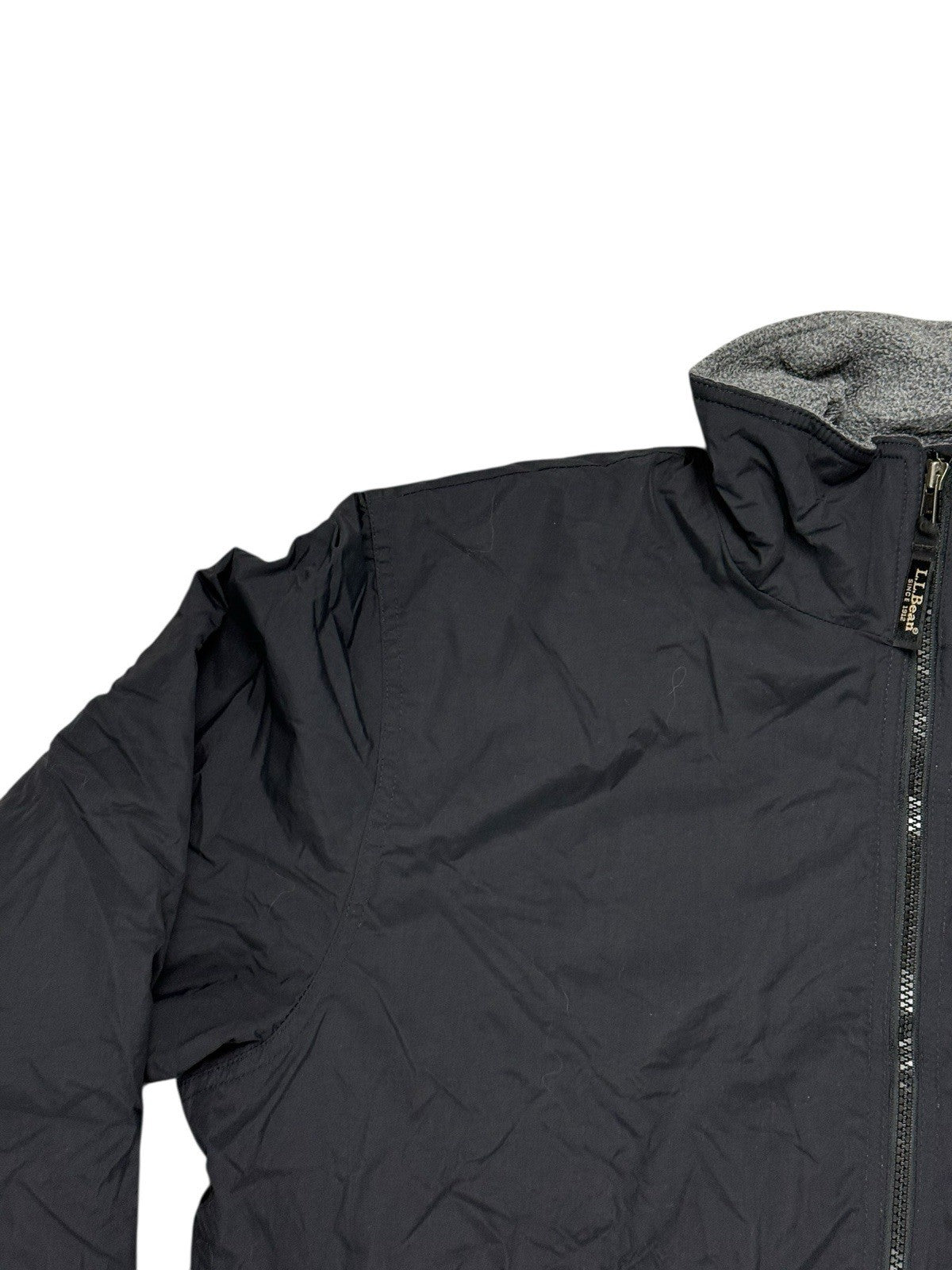 LL Bean Black Zip Fleece Lined Jacket Large