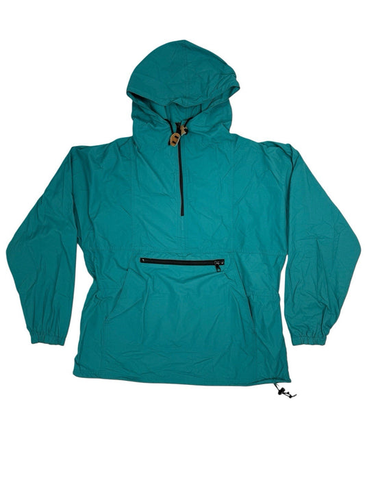 LL Bean Green Retro 1/2 Zip Poncho Medium