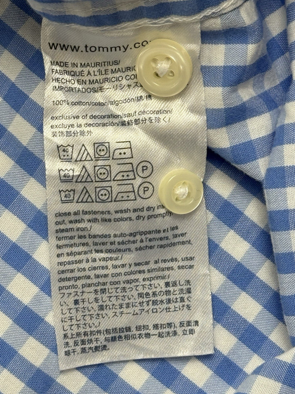 Tommy Hilfiger Blue Check Classic Fit Collared Shirt Large