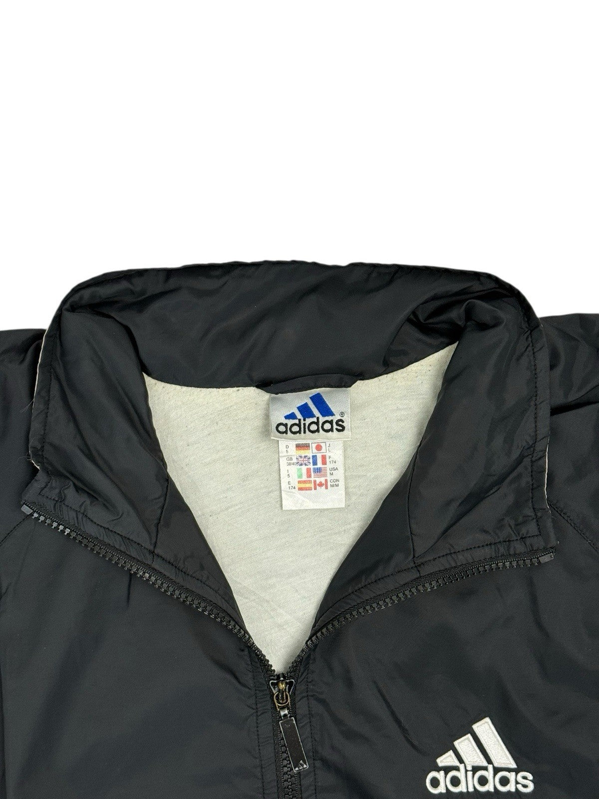 Adidas Vintage Black Nylon Zip Track Jacket Medium