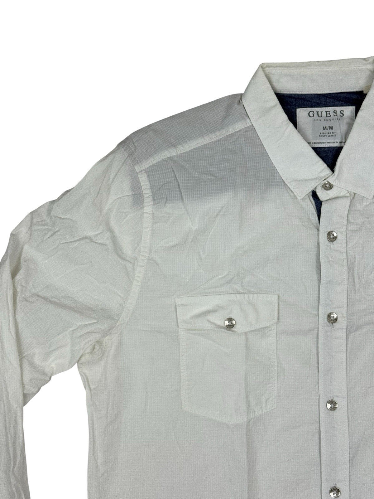 Guess White Regular Fit Collared Shirt Medium