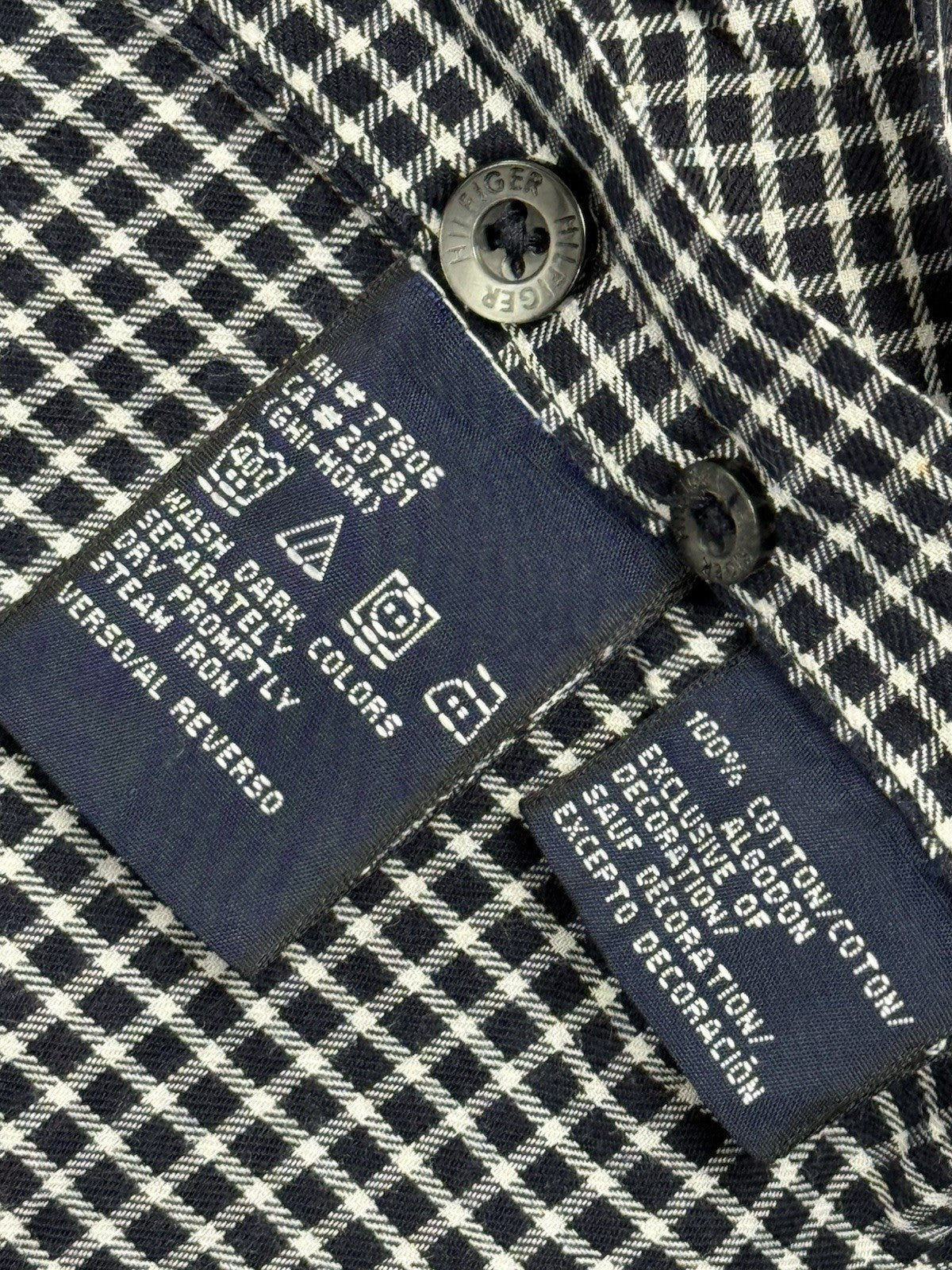 Tommy Hilfiger Black Check Collared Shirt 2XL