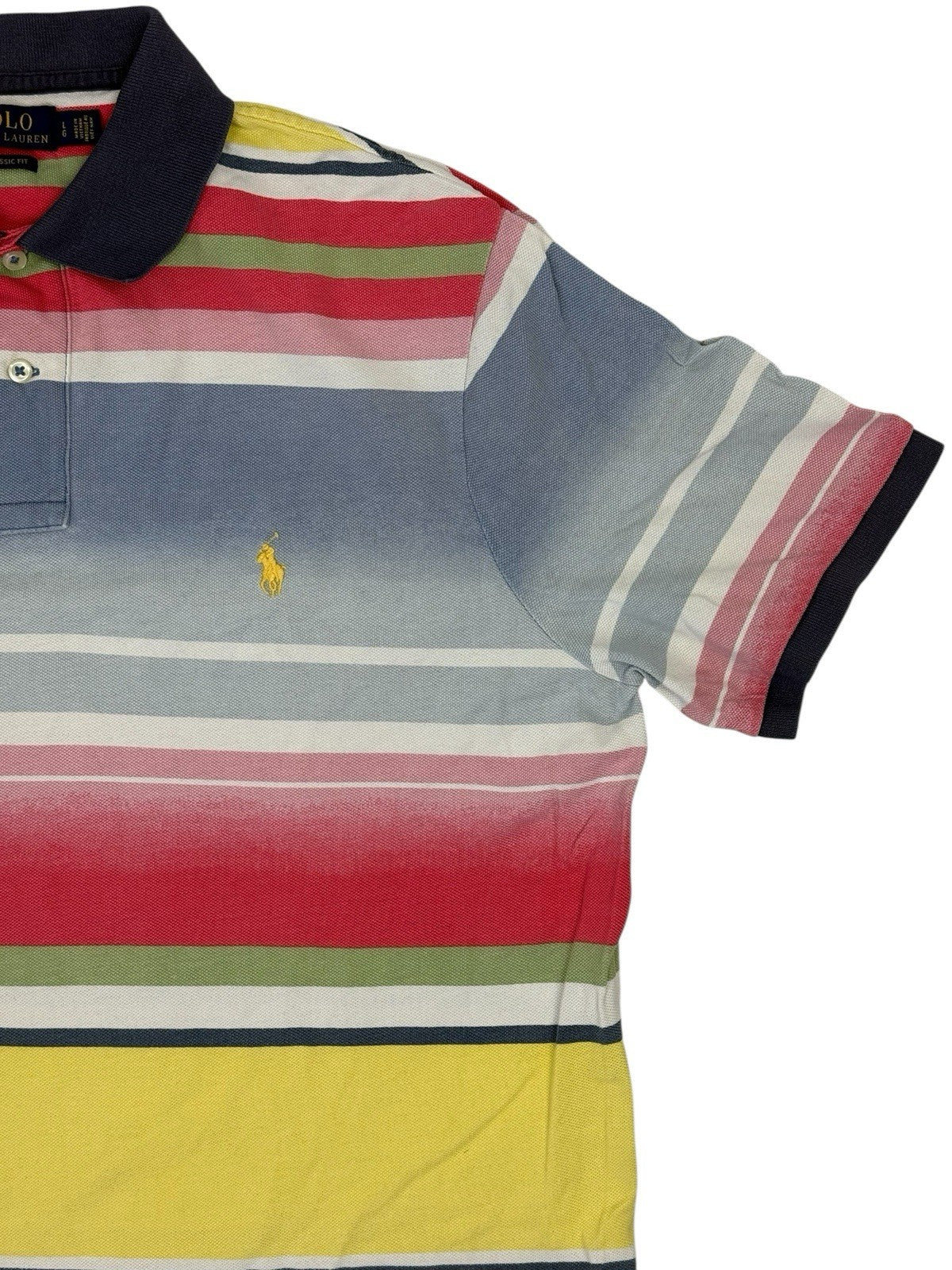 Polo Ralph Lauren Multicoloured Striped Classic Fit Polo Top Size Large