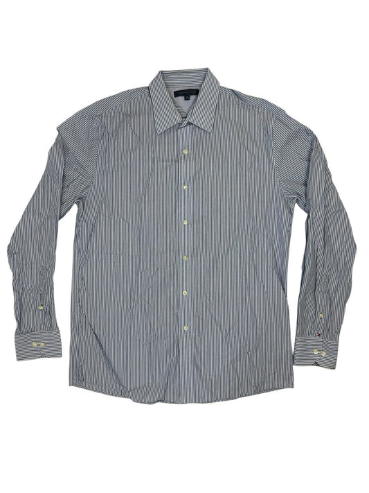 Tommy Hilfiger Blue Striped Collared Shirt Large 16" Collar