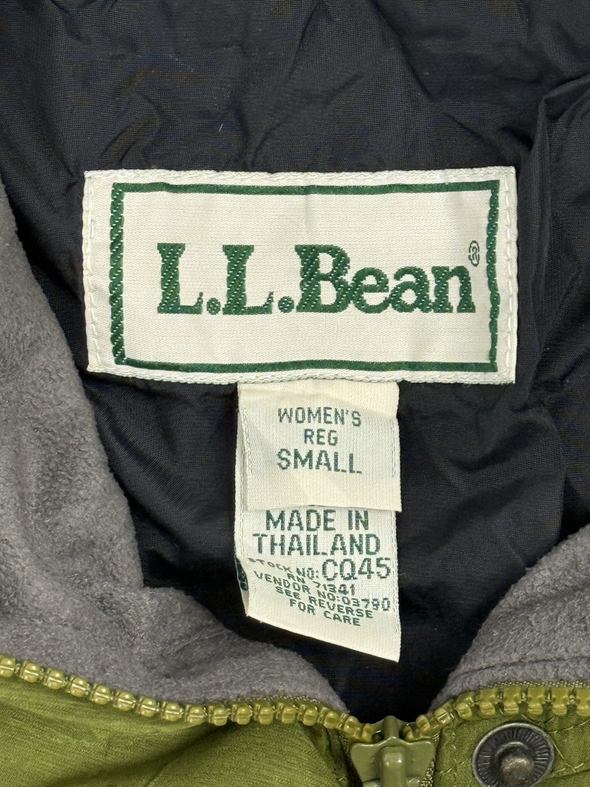 LL Bean Green Vintage Hooded Pullover Jacket Small