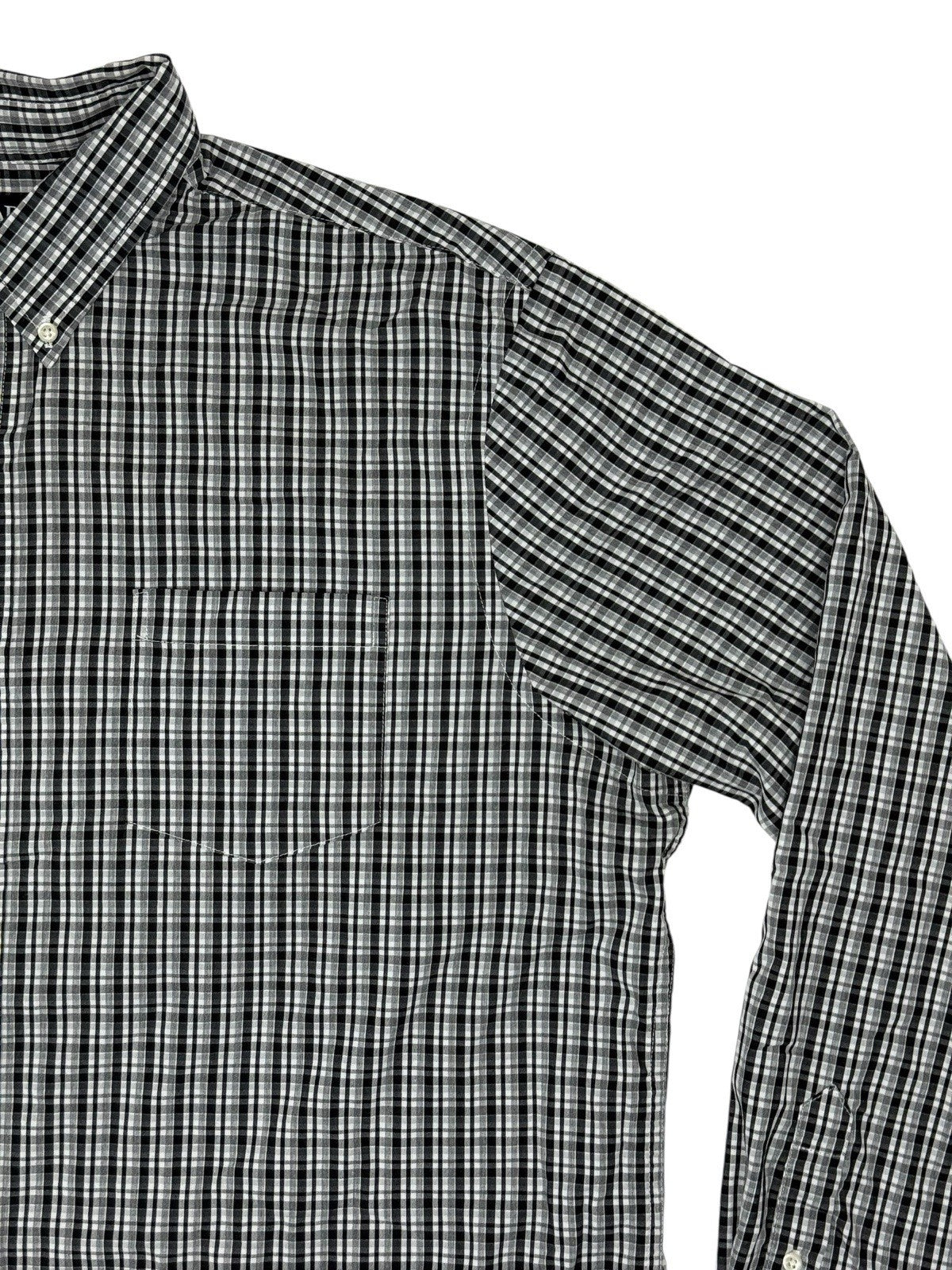 Chaps Black Plaid Stretch Easy Care Shirt 2XL