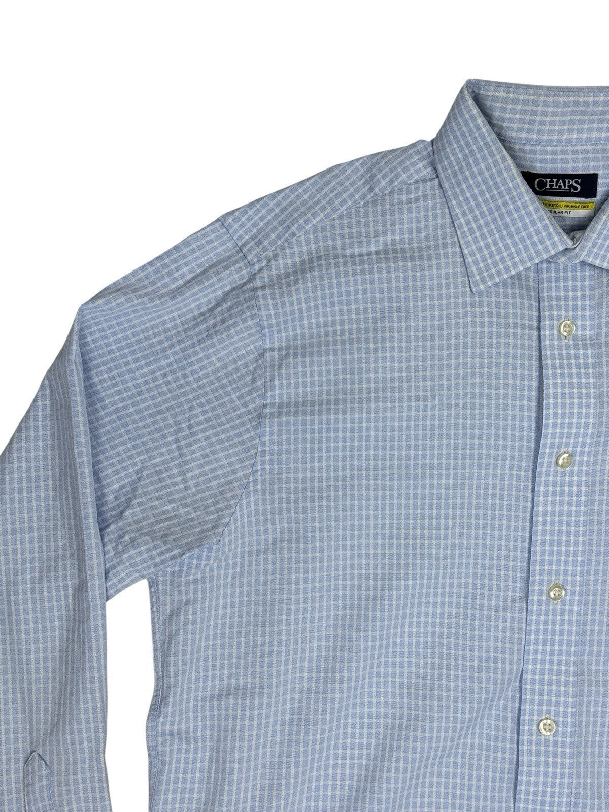 Chaps Blue Check Long Sleeve Collared Shirt Large (16in Collar)