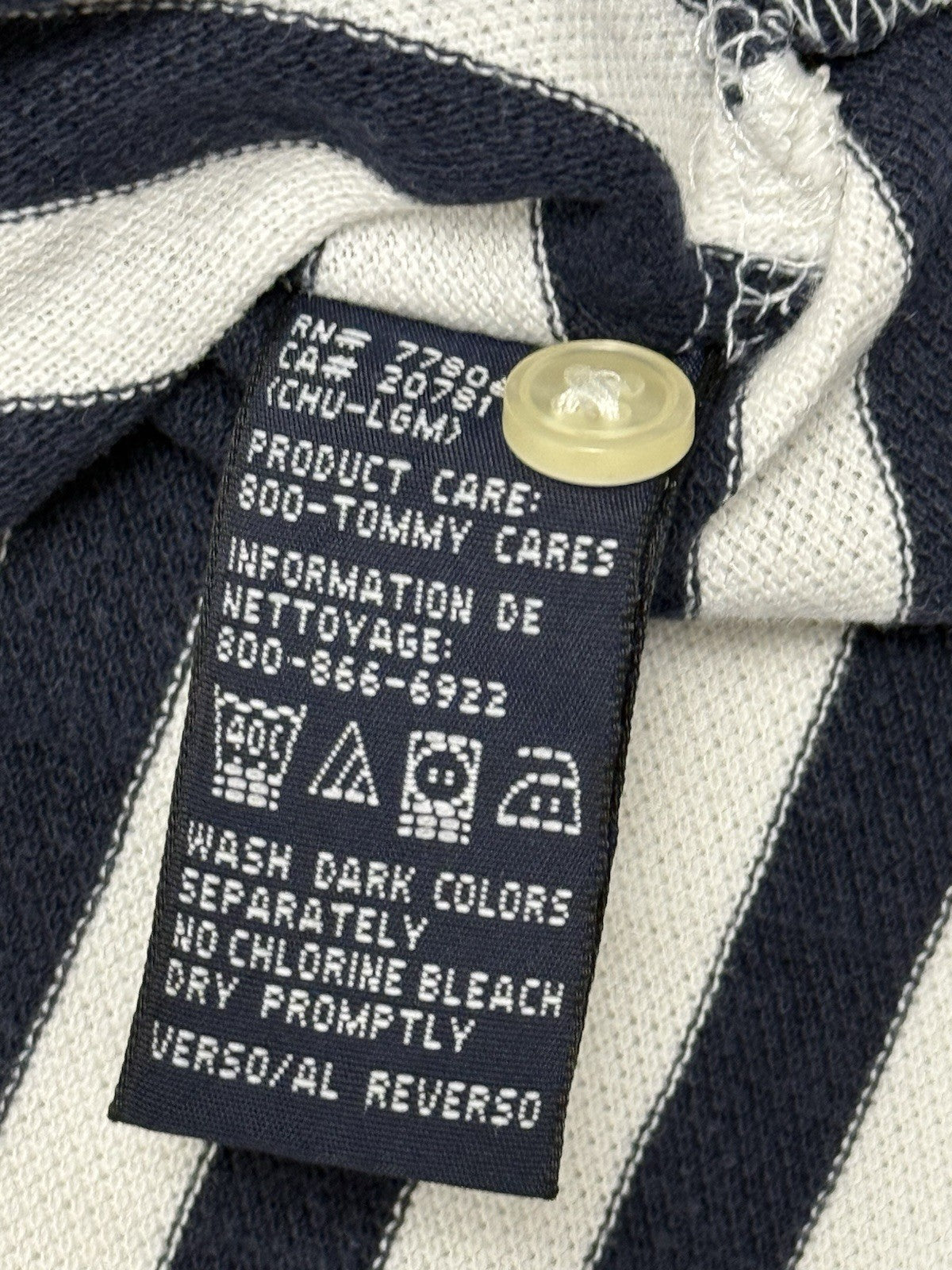 Tommy Hilfiger Blue Striped Cotton Polo Top Small