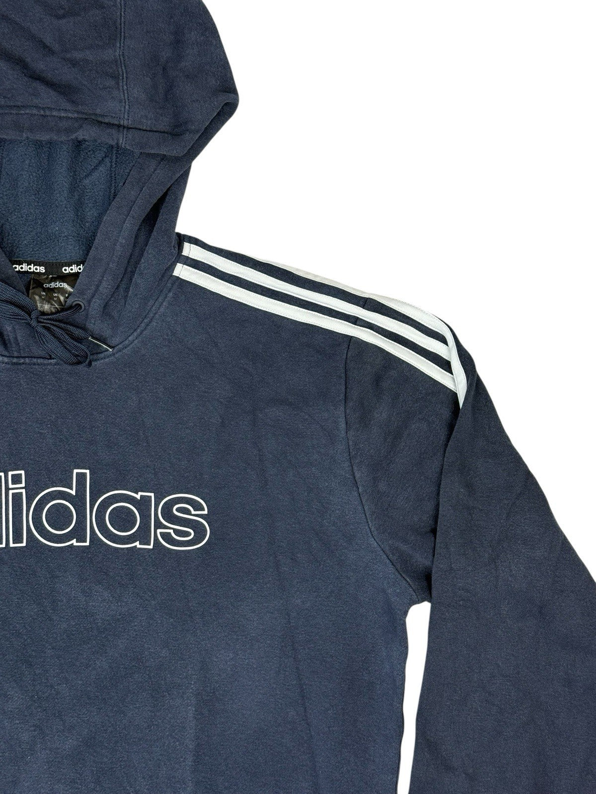Adidas Blue Spell Out Print Logo Hoodie Medium