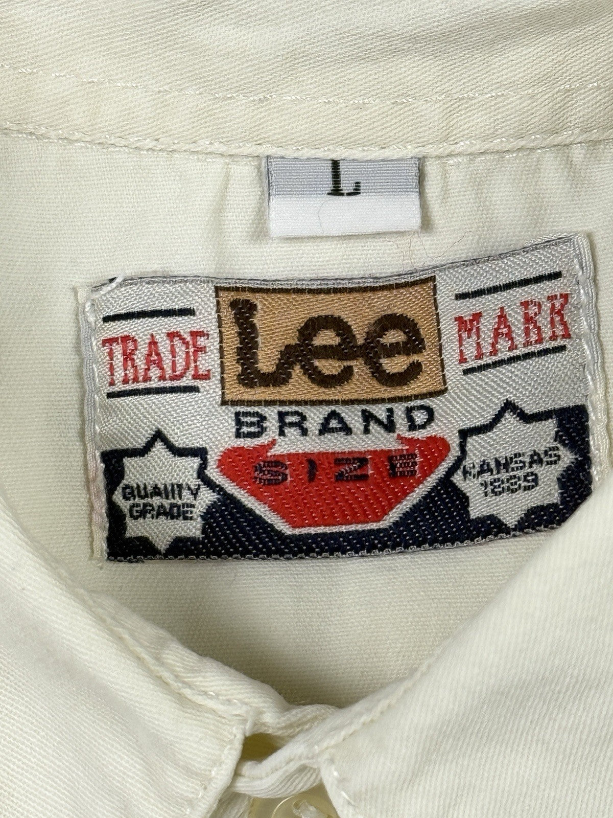 Lee Vintage 90s Off White Pearl Snap Shirt Large