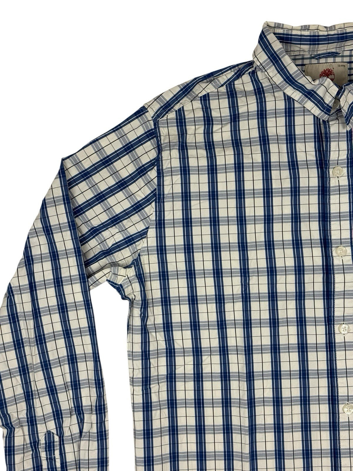 Timberland Blue Plaid Slim Fit Collared Shirt Medium