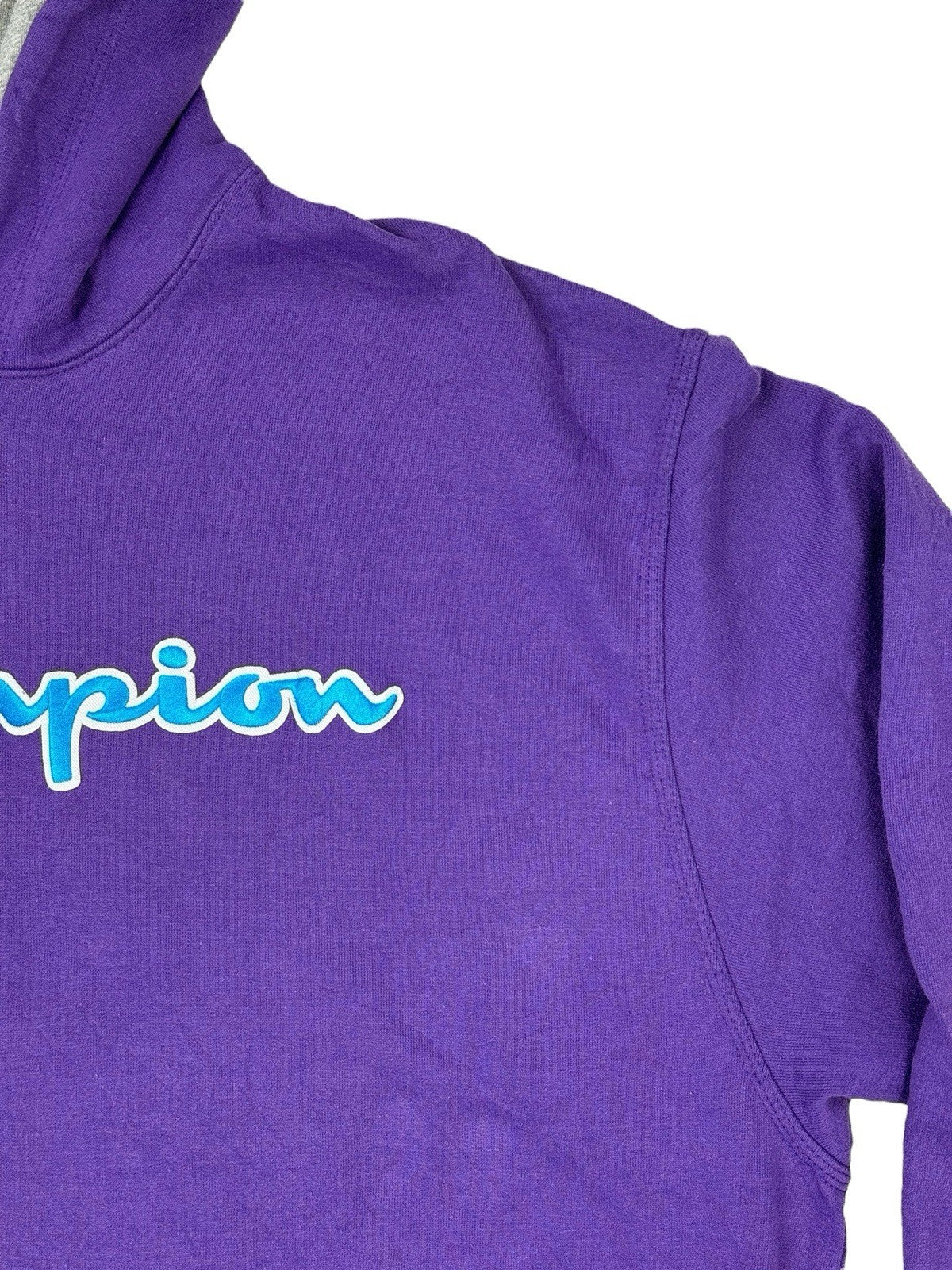 Champion Purple Spell Out Embroidered Hoodie XL