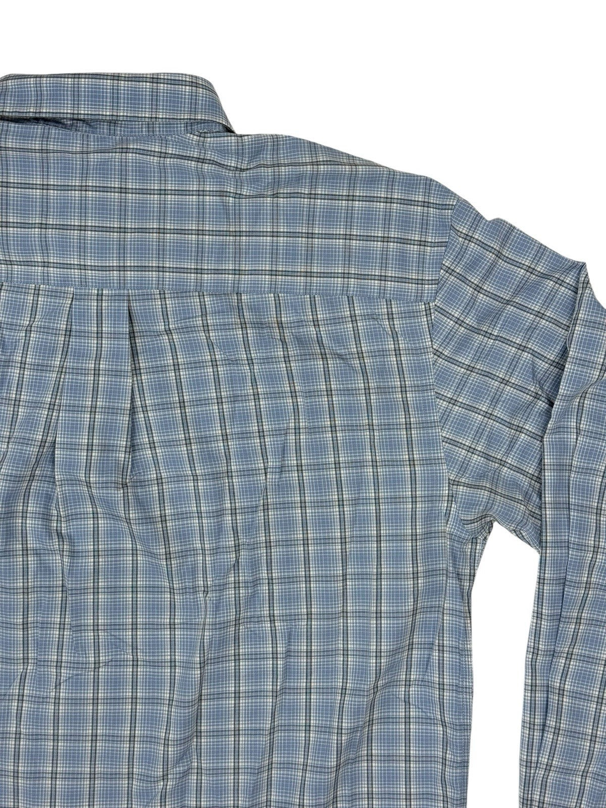 Eddie Bauer Retro Blue Plaid Cotton Collared Shirt Large Tall Fit