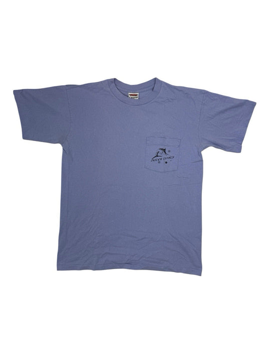 Vintage American Purple Graphic Print Sports Fishing Cotton Top Large