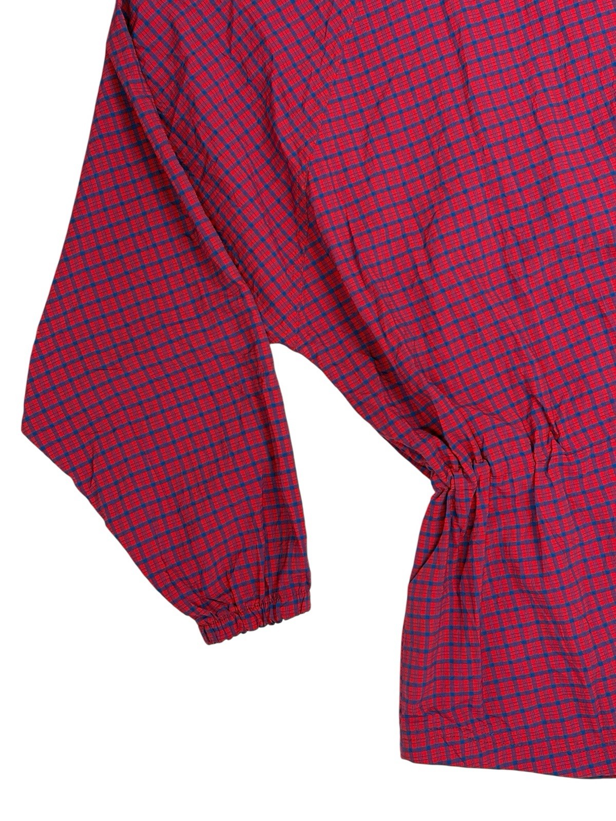 LL Bean Vintage Red Plaid Pullover Hooded Poncho Large