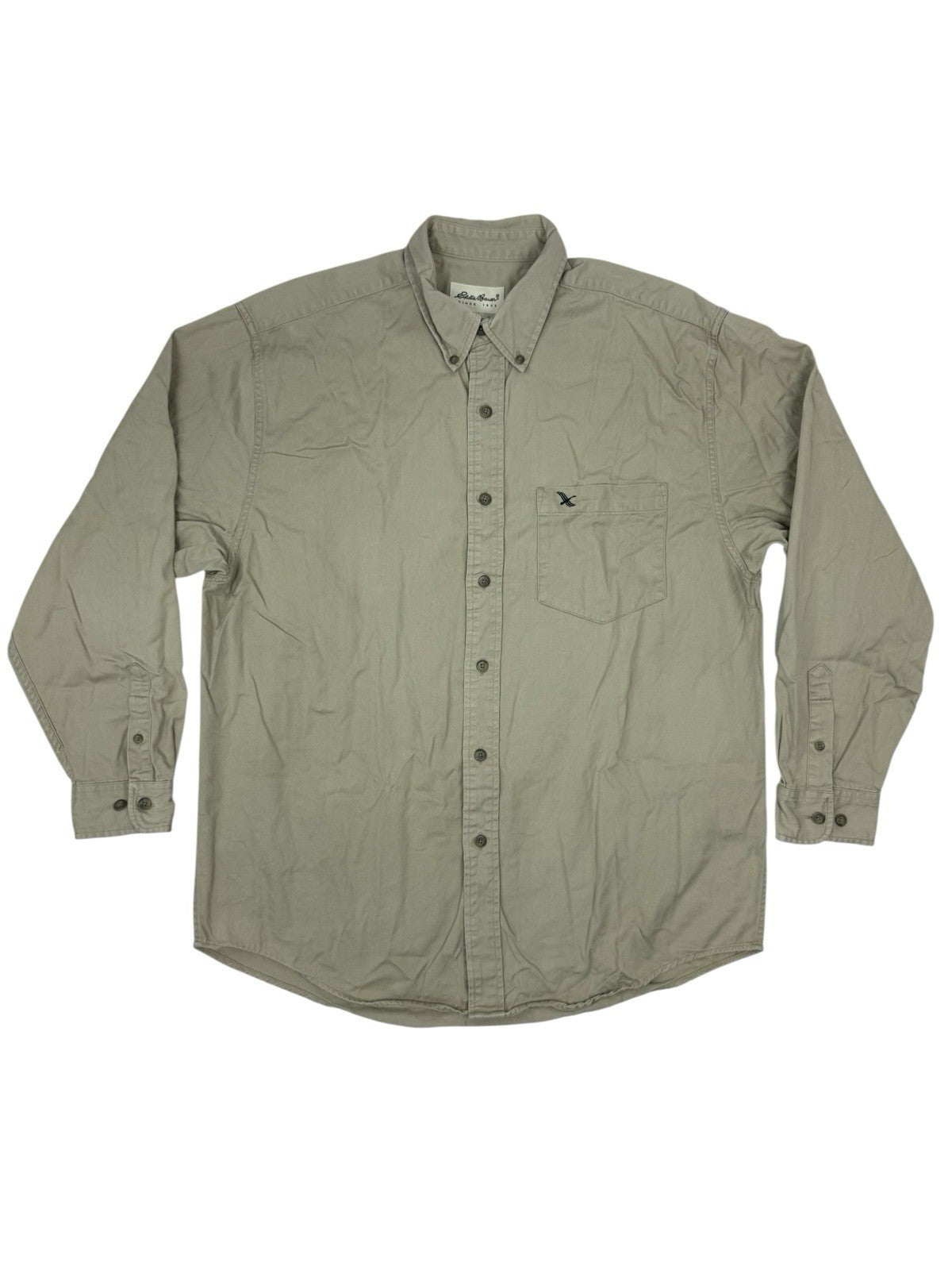 Eddie Bauer Beige Heavy Cotton Collared Shirt Medium
