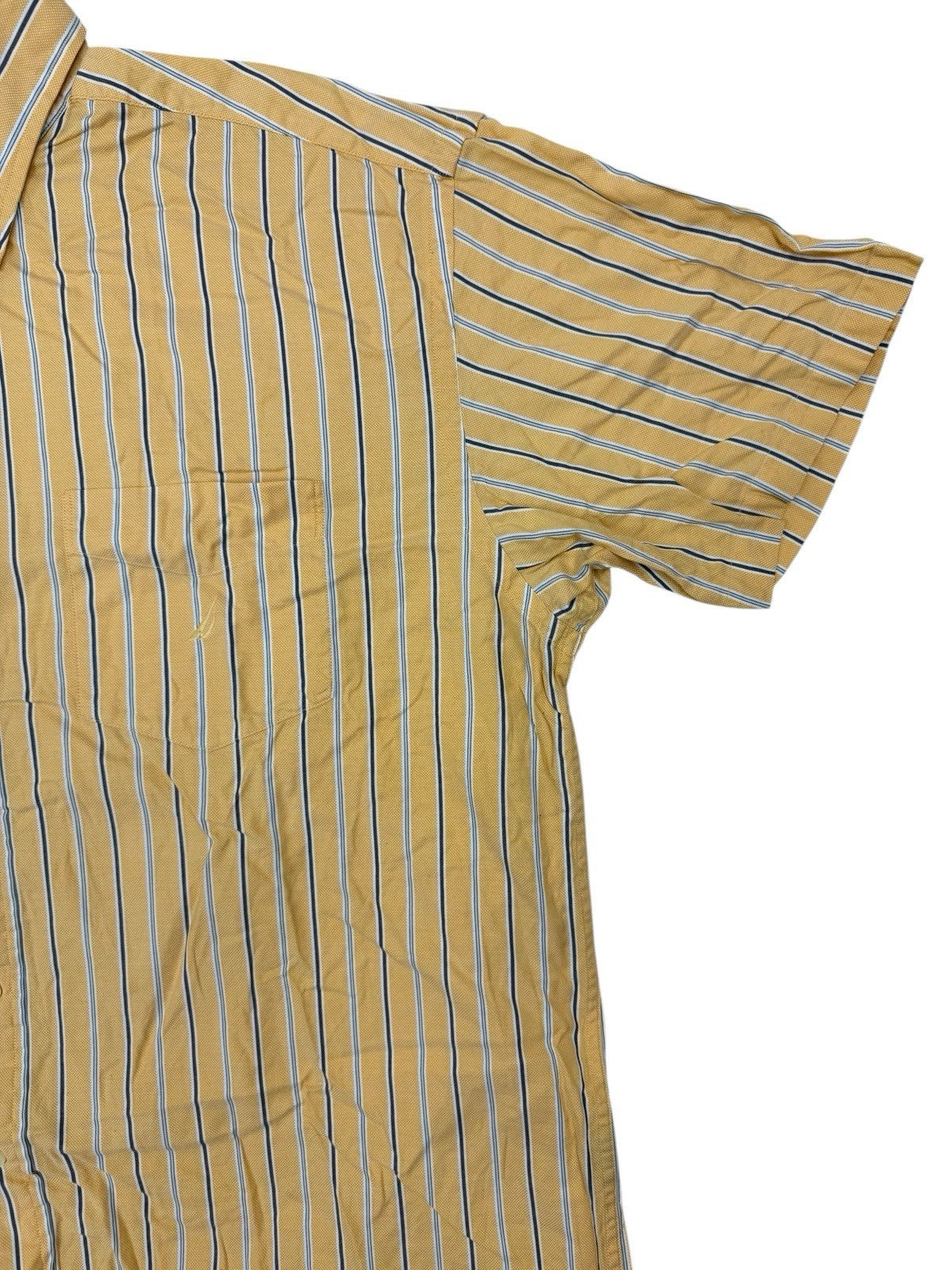 Nautica Retro Yellow Striped Cotton Collared Shirt 2XL
