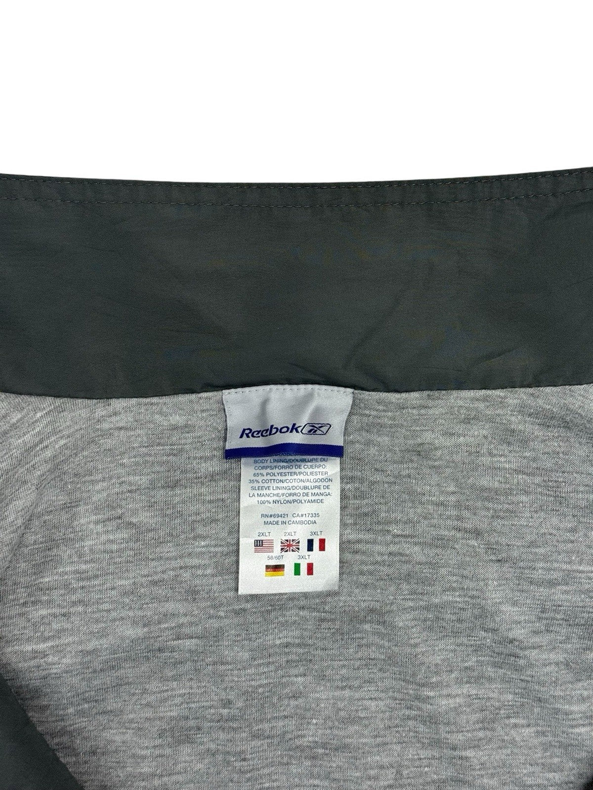Reebok Grey Retro Lined Zip Track Jacket 2XL