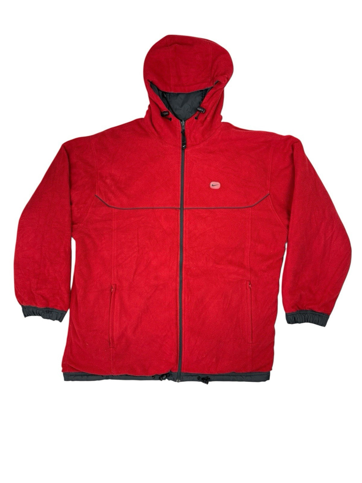 Nike Grey and Red Reversible Heavyweight Fleece Lined Jacket Large