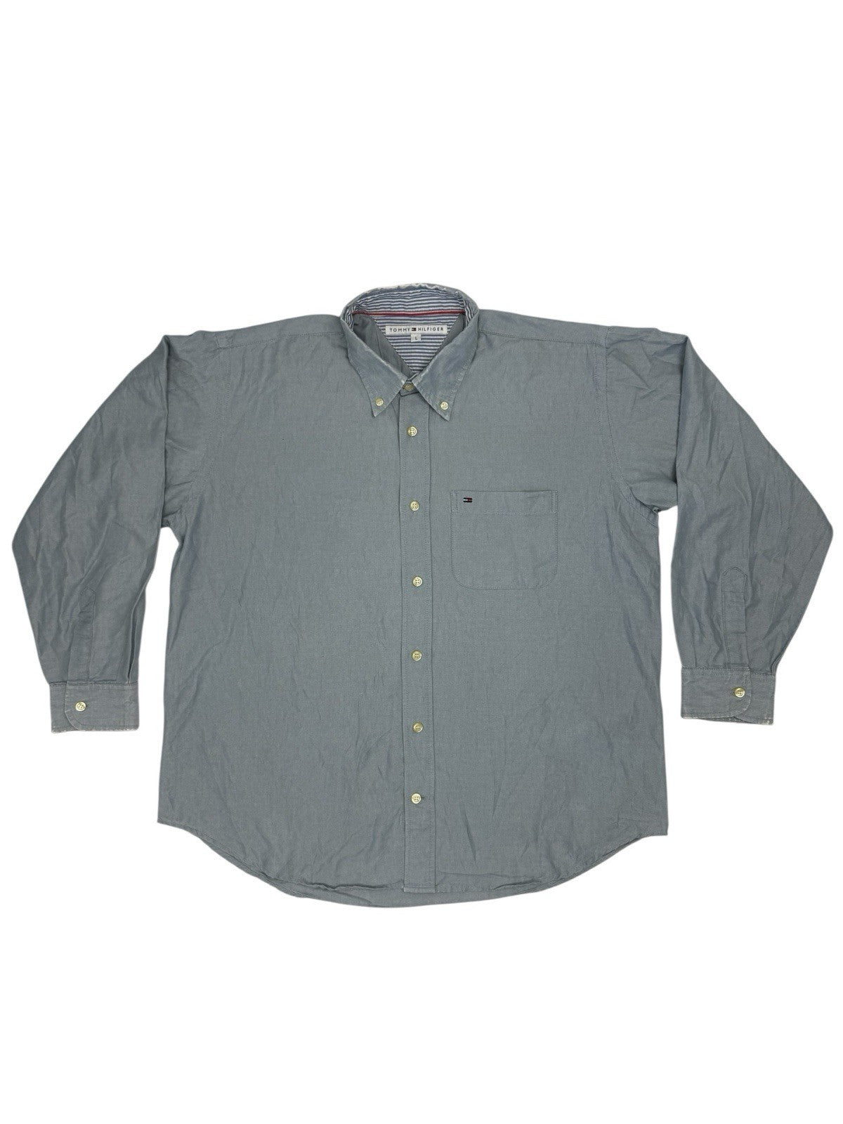 Tommy Hilfiger Retro Blue Collared Shirt Large
