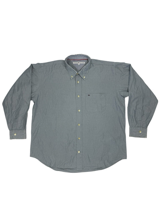 Tommy Hilfiger Retro Blue Collared Shirt Large