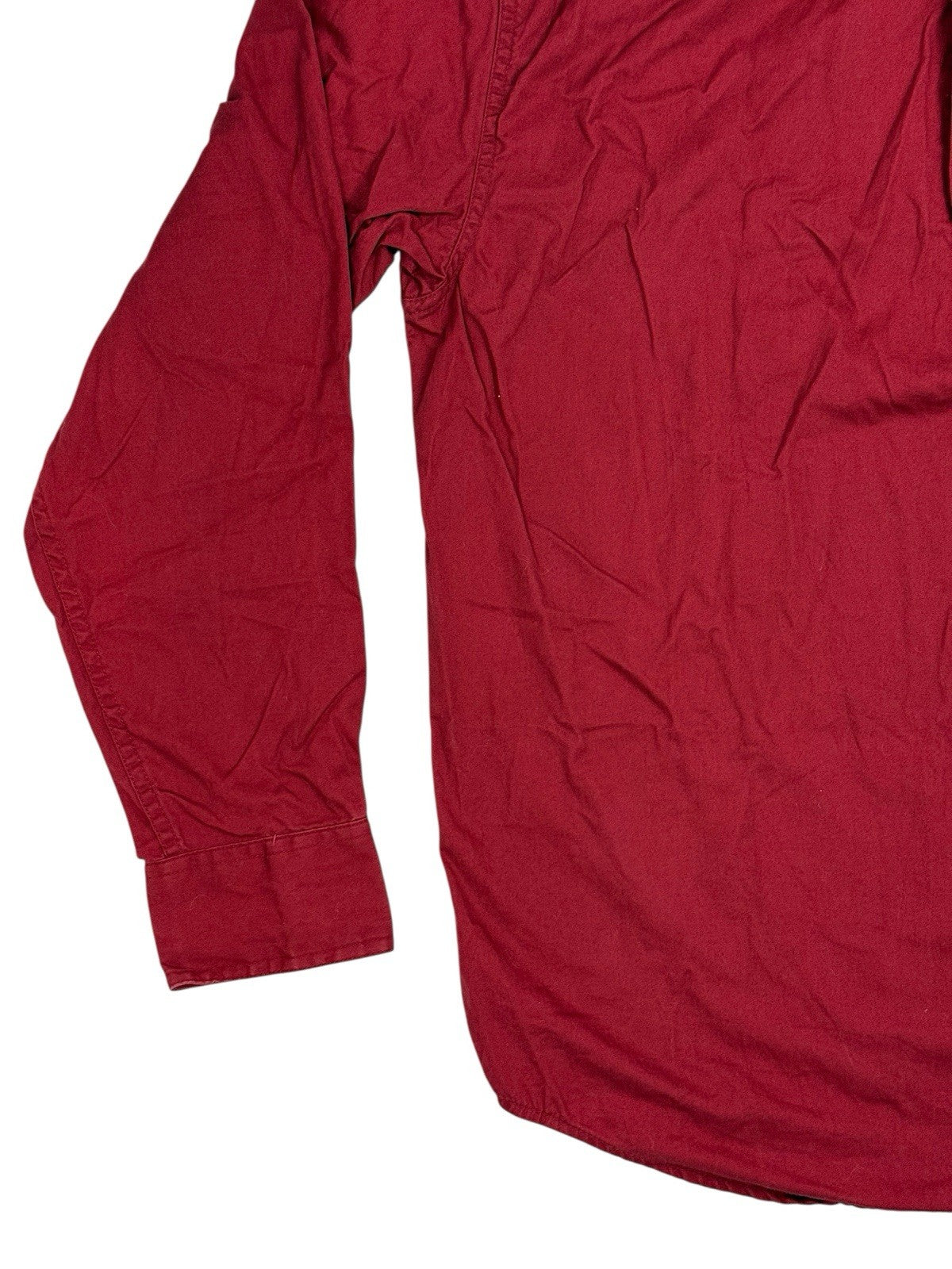 Eddie Bauer Red Cotton Relaxed Fit Collared Shirt Medium