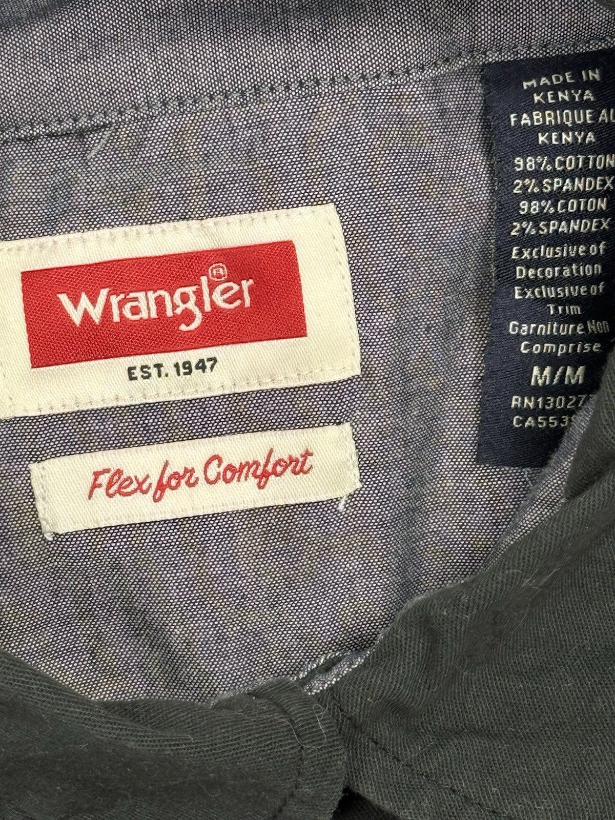Wrangler Black Flex Comfort Short Sleeve Collared Shirt Medium