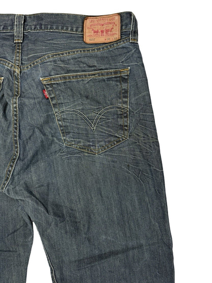 Levi's 501 Blue Straight Leg Button Fly Denim Jeans 36W 32L
