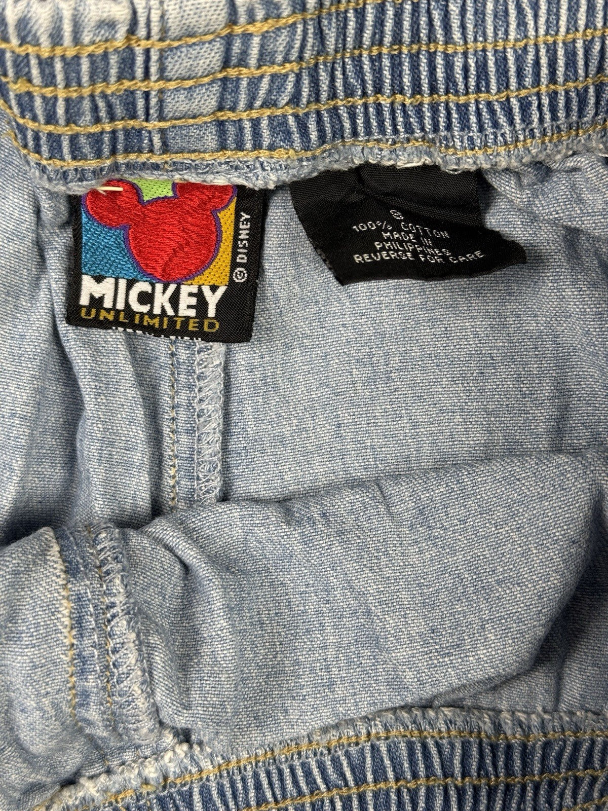 Vintage Disney Mickey Unlimited Blue Denim Cotton Shorts Small