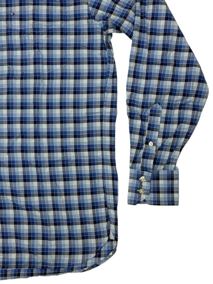 Tommy Hilfiger Blue Plaid Collared Shirt Medium