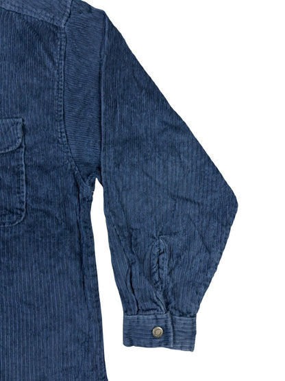 Property Retro Blue Corduroy Cotton Zip Shirt Jacket Large