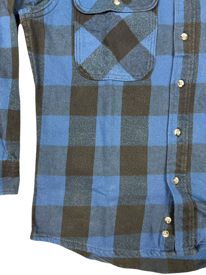 Fieldmaster Vintage Faded Blue Plaid Cotton Lumberjack Grunge Shirt Medium USA
