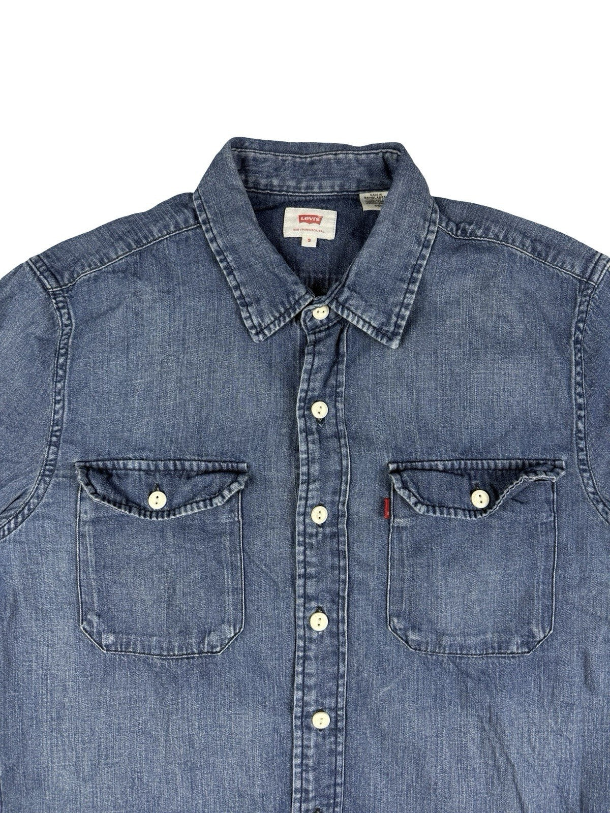 Levi's Blue Cotton Denim Button Up Shirt Small