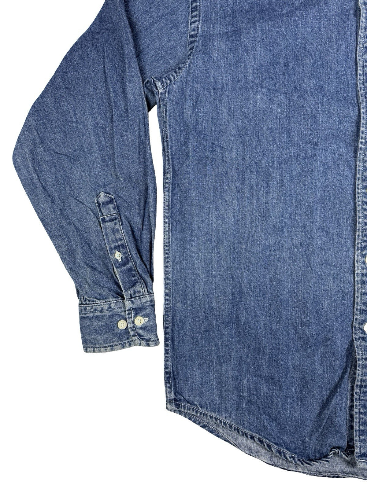 St John's Bay Vintage Blue Denim Workwear Shirt Small
