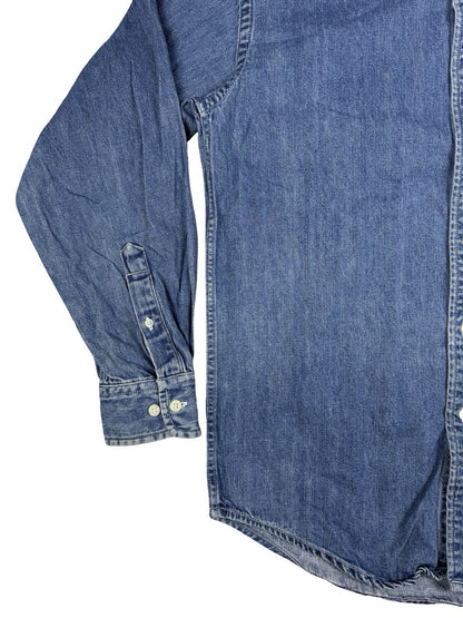 St John's Bay Vintage Blue Denim Workwear Shirt Small