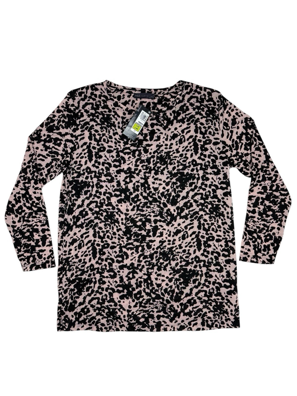 BNWT M&S Pink Leopard Print Long Sleeve Polyester Top