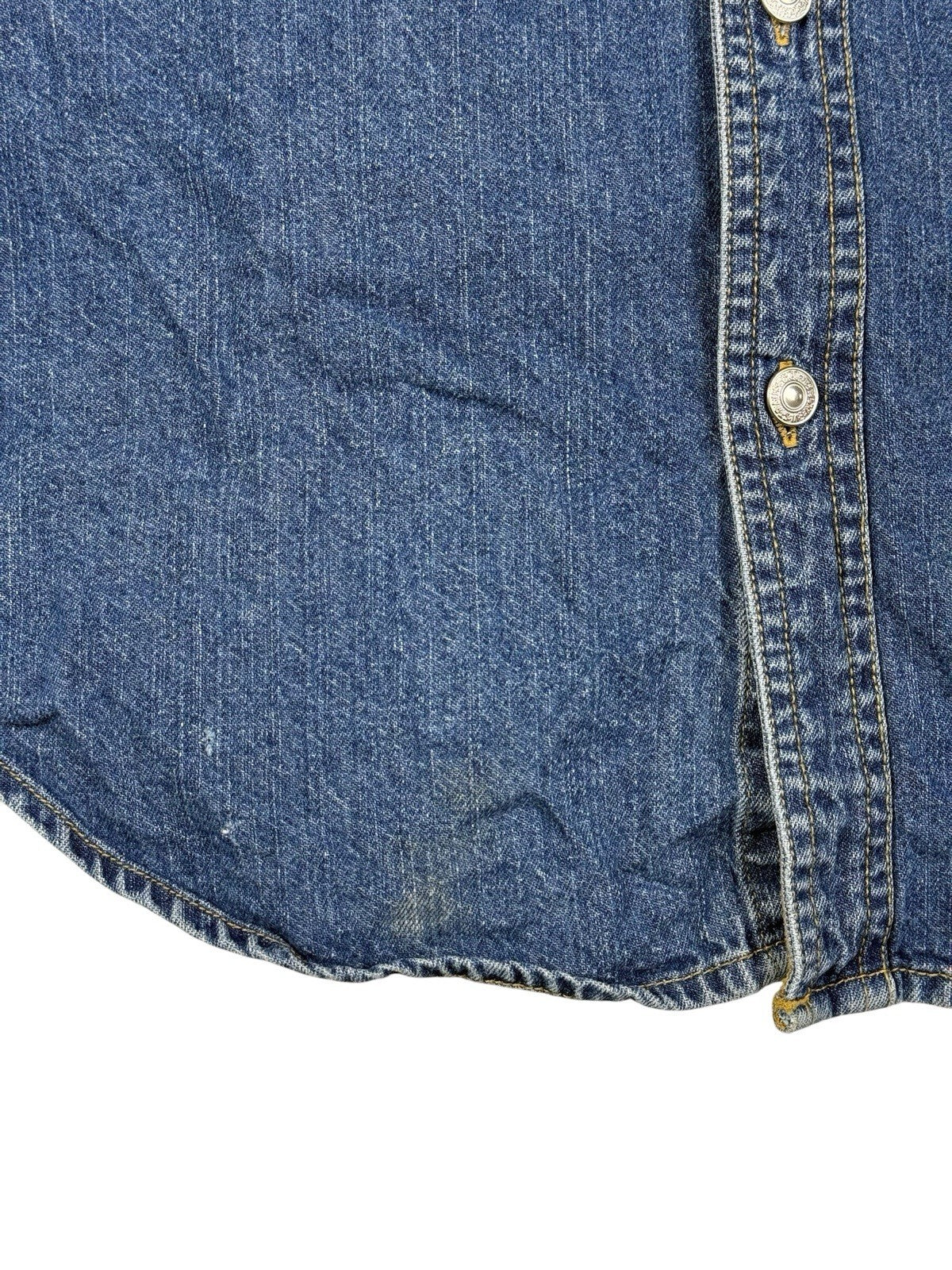 Levi's Retro Blue Cotton Denim Button Up Collared Shirt Small