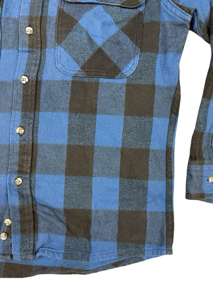 Fieldmaster Vintage Faded Blue Plaid Cotton Lumberjack Grunge Shirt Medium USA