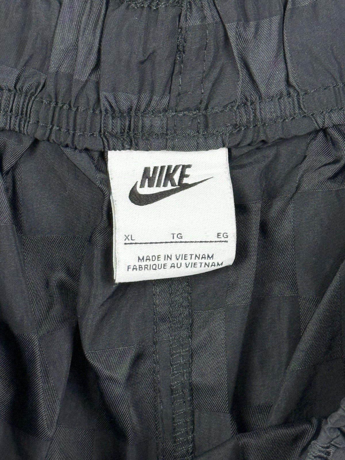 Nike Black Checker Pattern Nylon Sport Shorts XL